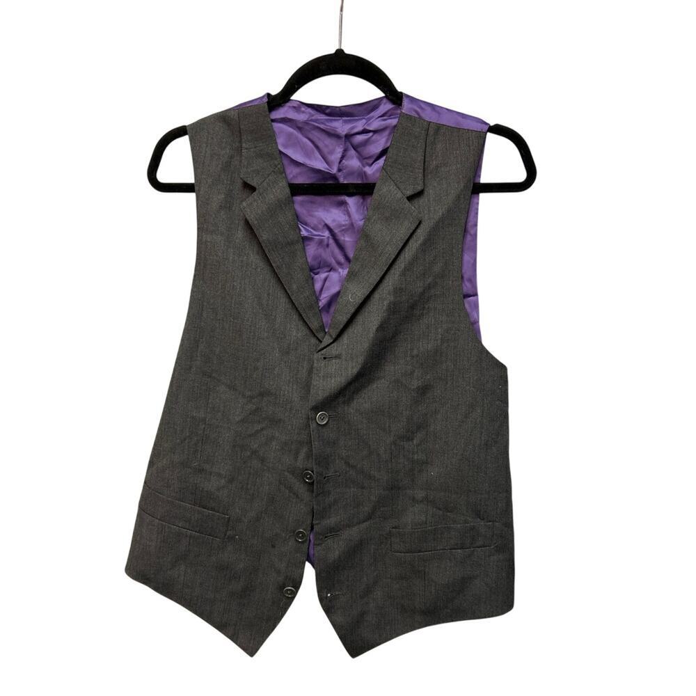 Boys Formal Vest  Grey and Purple Lining 12